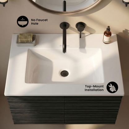 24" Vanity Top Without Faucet Hole