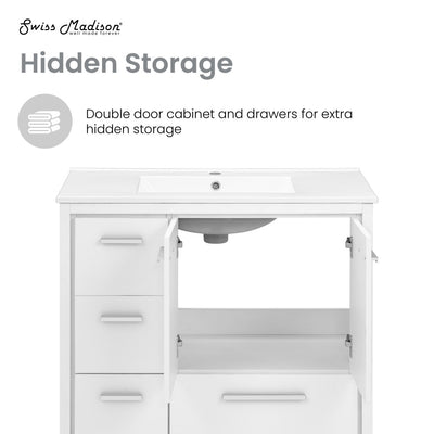 Virage 36 Freestanding, Bathroom Vanity in White