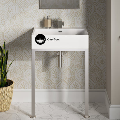 Concorde 24" Rectangle Console Sink with Matte Silver Legs