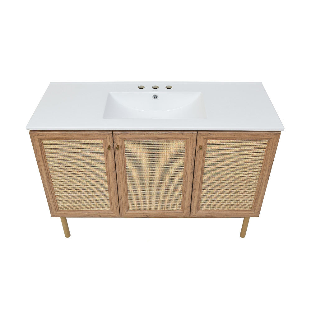 Classe 48" Freestanding Bathroom Vanity in Golden Oak with 3-Hole Widespread Sink Top