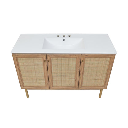 Classe 48" Freestanding Bathroom Vanity in Golden Oak with 3-Hole Widespread Sink Top