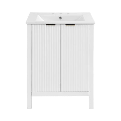 Bastille 24 in. White Bathroom Vanity With White, 3-Hole Ceramic Sink Top