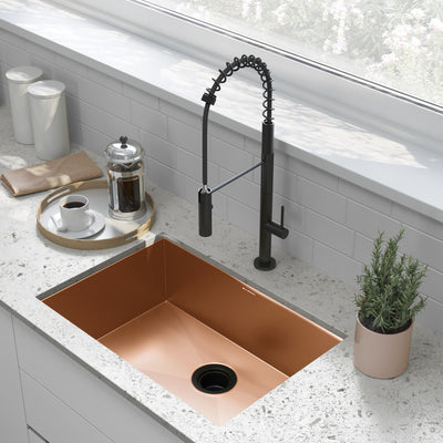 Tourner 26 x 18 Stainless Steel, Single Basin, Undermount Kitchen Sink, Rose Gold