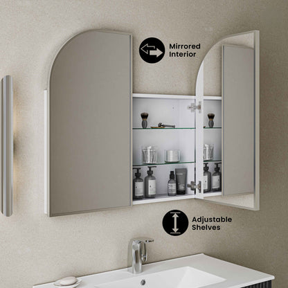 Porte 32 x 31 Arched Recessed/Wall Mount Medicine Cabinet with Mirror in Chrome