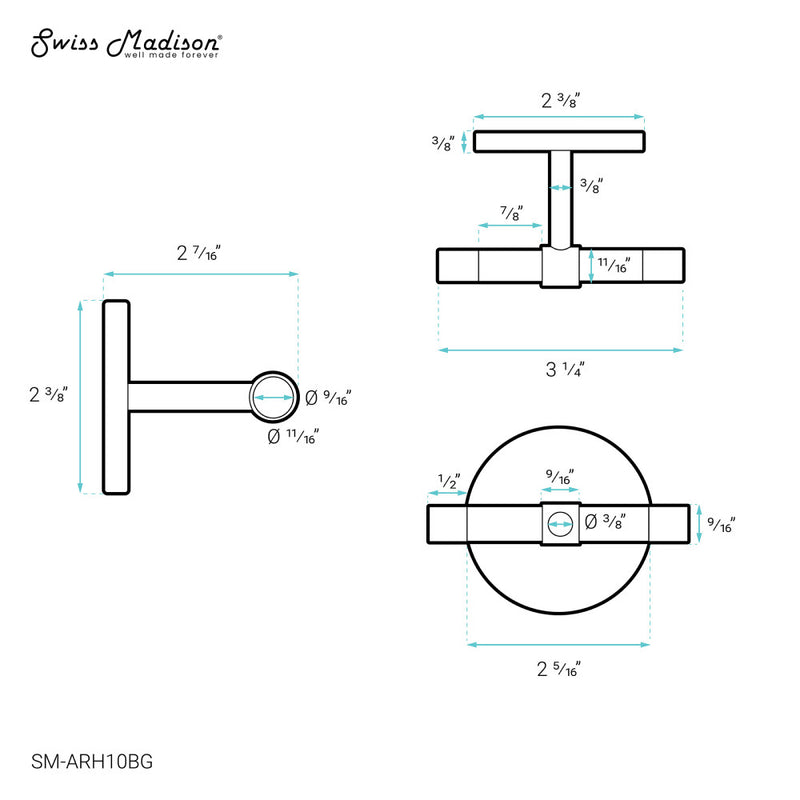 Verre Acrylic Robe Hook in Brushed Gold