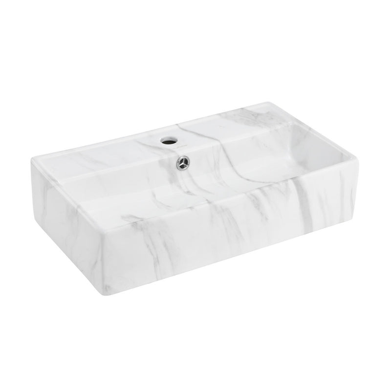 Claire 22" Rectangle Wall-Mount Bathroom Sink in White Marble