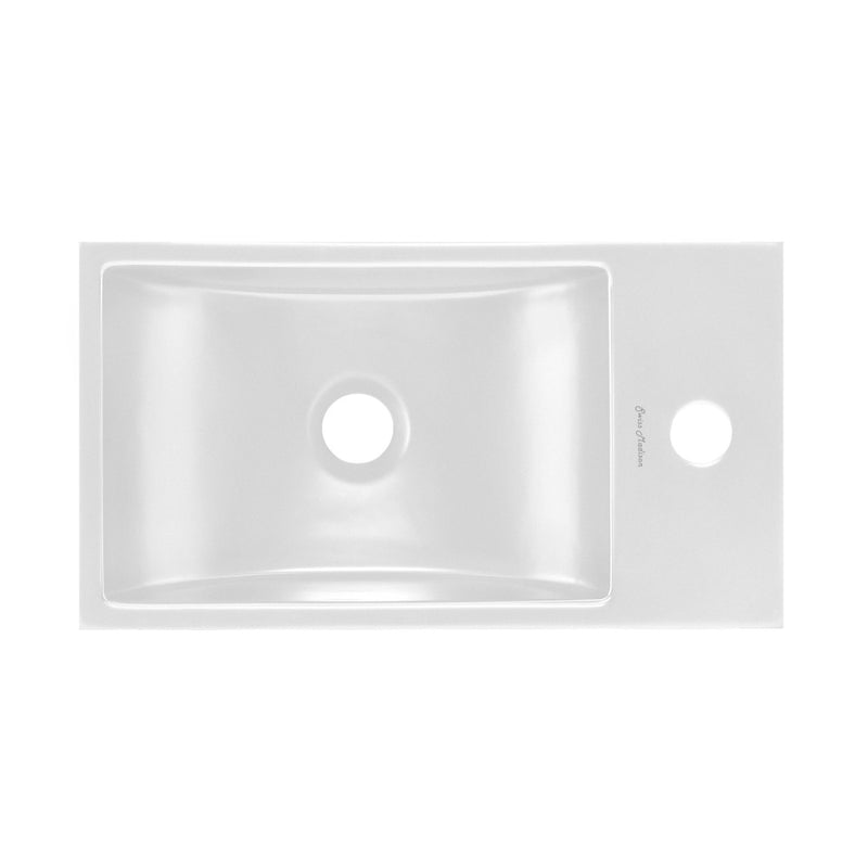 Lisse 16" Concrete Rectangle Wall-Mounted Sink with Right Side Faucet Mount in Matte White