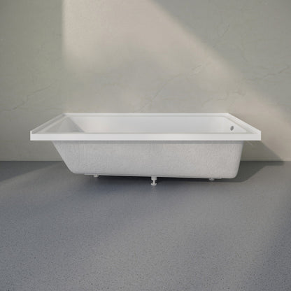 Voltaire 72 x 36 Right Drain Soaking Alcove Bathtub in Glossy White with Integrated Armrest