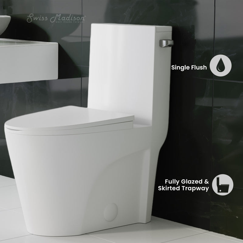 St. Tropez One-Piece 10" Rough-in 1.28 GPF Right-Hand Vortex Flush Elongated Toilet in Matte White