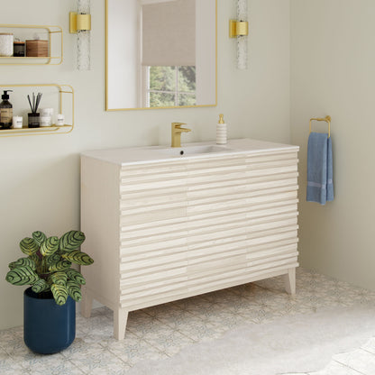 Cascade 48" Freestanding Bathroom Vanity in White Oak with Sink Top