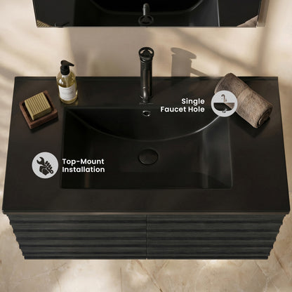 30" Vanity Top Bathroom Sink in Matte Black