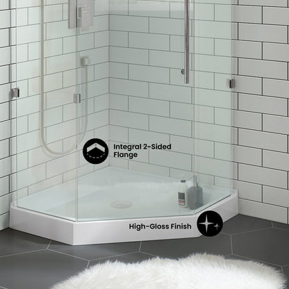 Voltaire 36" x 36" Acrylic White, Single-Threshold, Center Drain, Neo-angle Shower Base