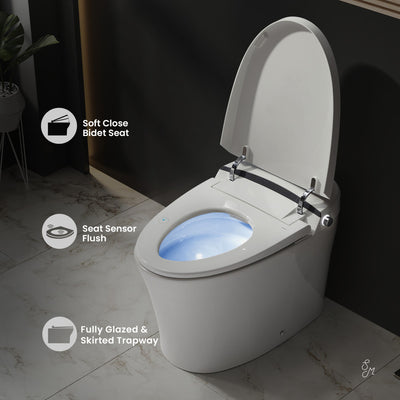 Avancer Smart Tankless Elongated Toilet and Bidet, Touchless Vortex Dual-Flush 1.1/1.6 gpf