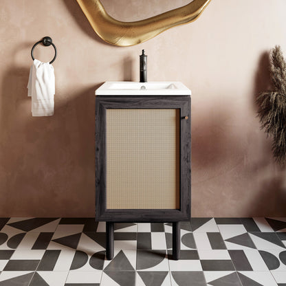 Classe 18" Freestanding Bathroom Vanity in Black Oak with Sink Top