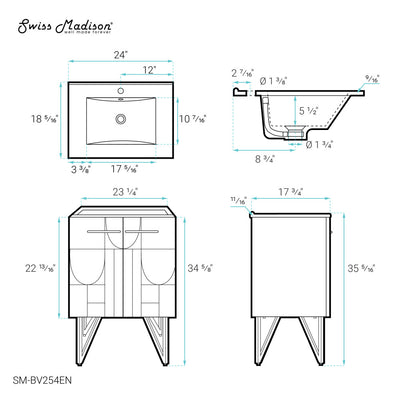 Annecy 24" Freestanding Bathroom Vanity in Atlas Green with Sink Top