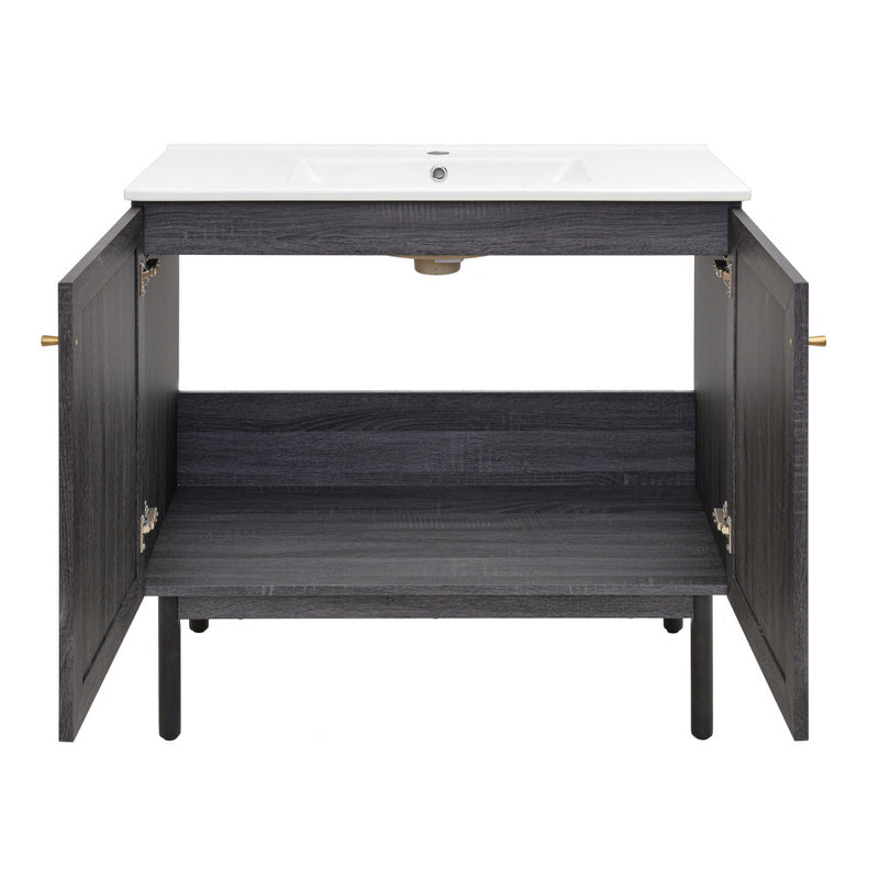 Classe 36" Freestanding Bathroom Vanity in Black Oak with Sink Top