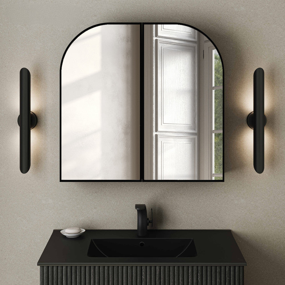 Porte 32 x 31 Arched Recessed/Wall Mount Medicine Cabinet with Mirror in Black