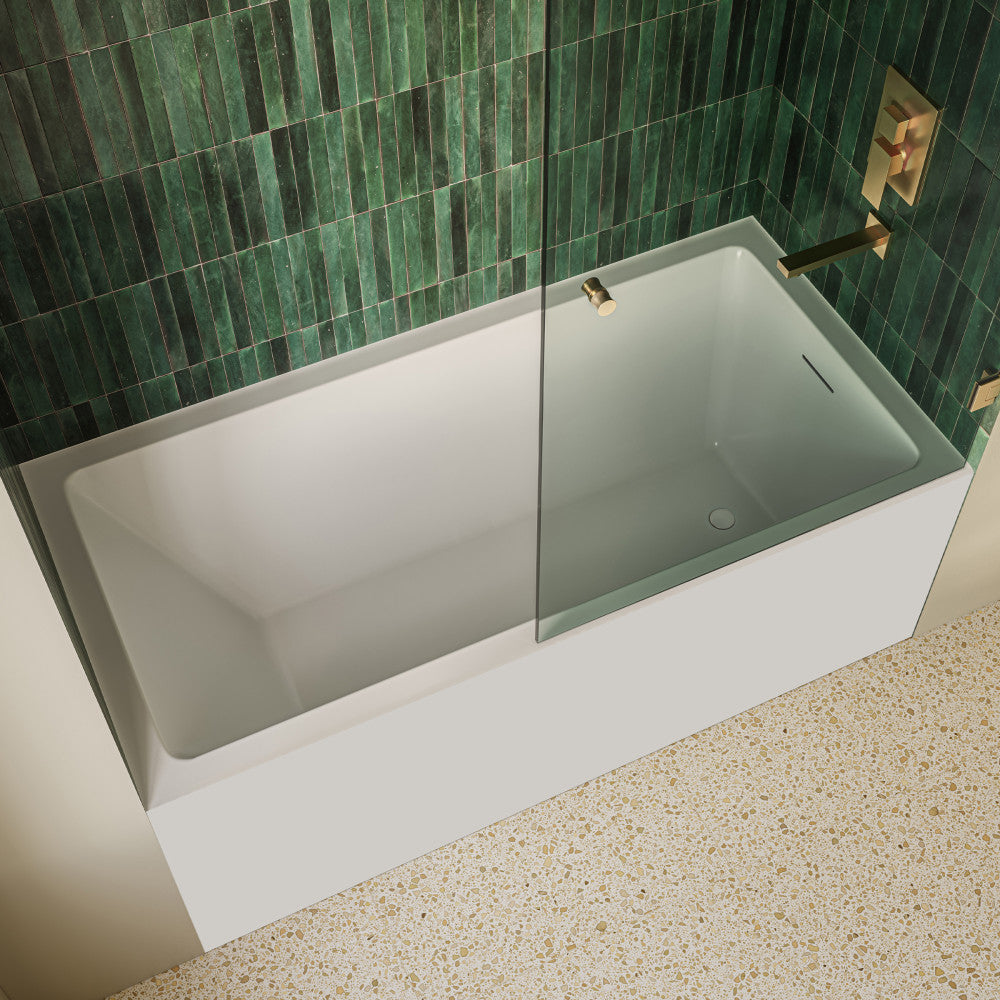 Voltaire 60 x 36 Skirted Right Drain Soaking Apron Bathtub in Glossy White with Integrated Overflow, Drain Included