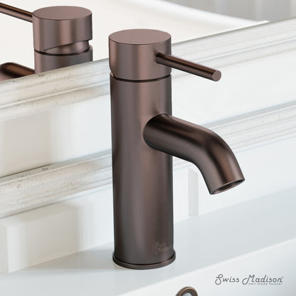 Single-handle bathroom faucet in oil rubbed bronze, Ivy collection, cylindrical spout and base.