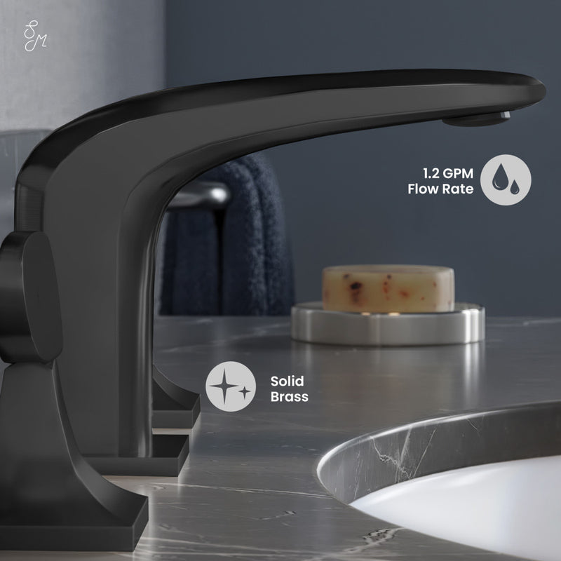 Chateau 8 in. Widespread, 2-Handle, Bathroom Faucet in Matte Black