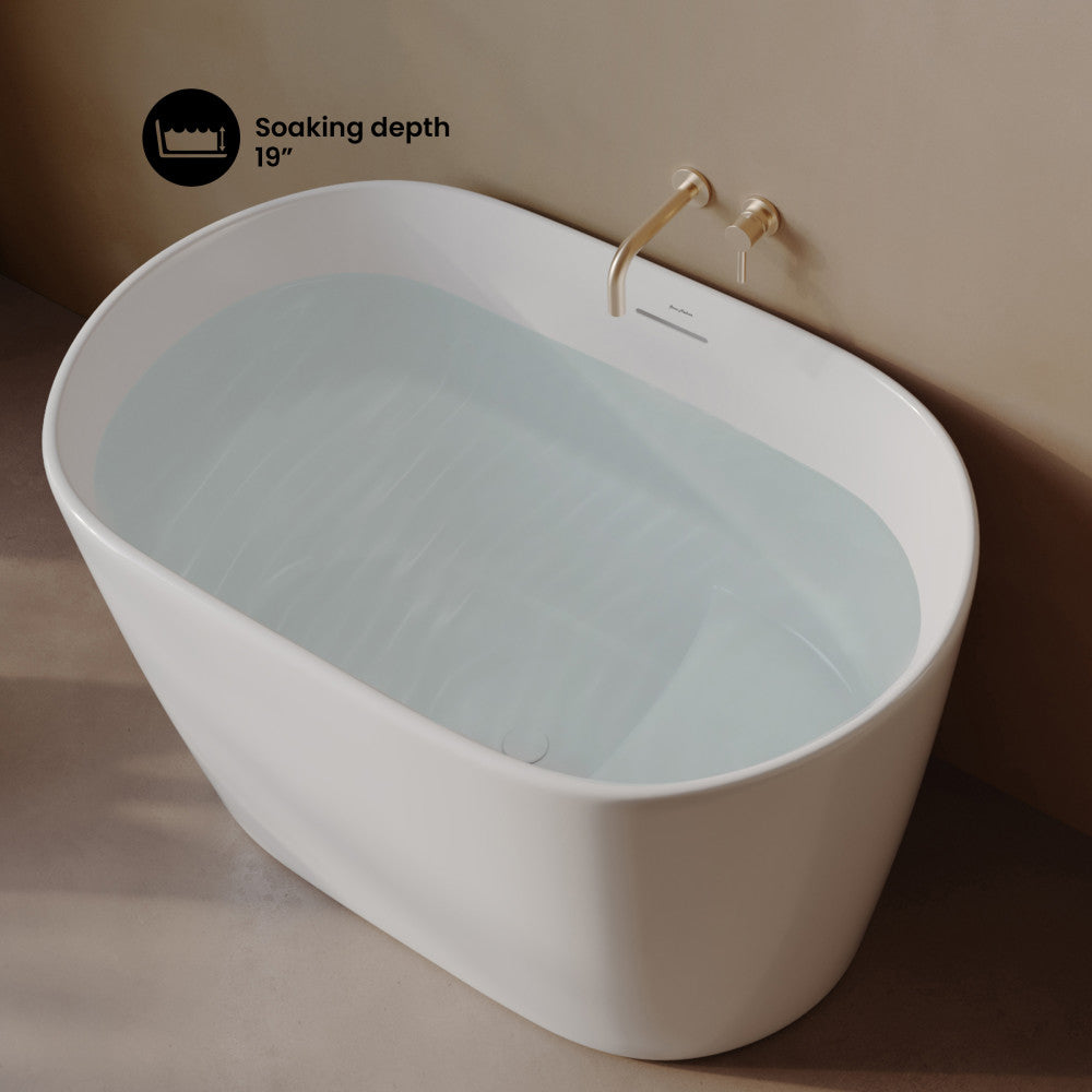 Claire 43" Japanese Soaking Freestanding Bathtub in Glossy White, Drain Included