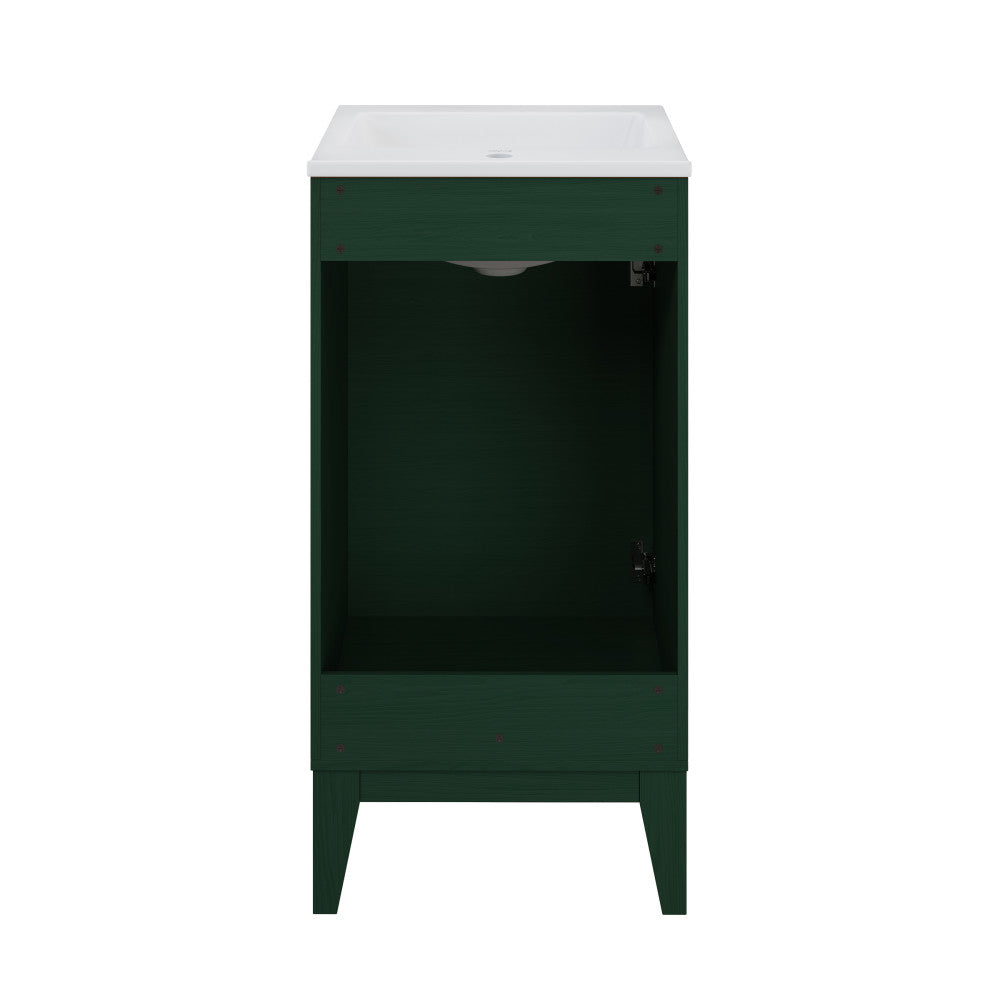 Cascade 18" Freestanding Bathroom Vanity in Green Oak with Sink Top