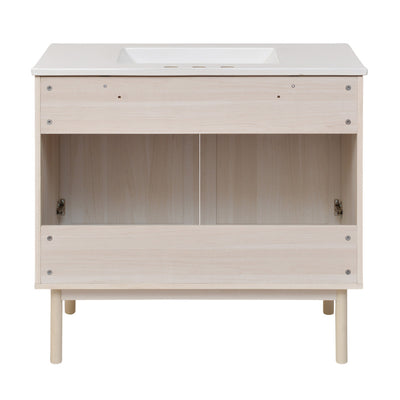 Classe 36 in. White Oak Bathroom Vanity With White, 3-Hole Ceramic Sink Top