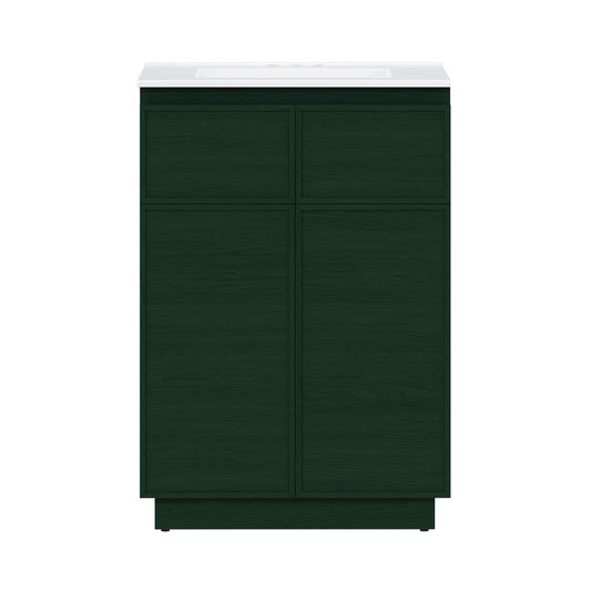 St. Tropez 24" Freestanding Bathroom Vanity in Green Oak with 3-Hole Centerset Sink Top