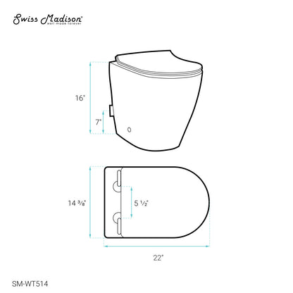 Elongated back-to-wall toilet bowl in glossy white, concealed tank, compact design.