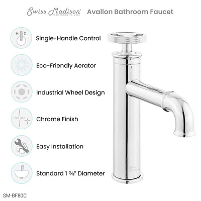 Avallon Single Hole, Single-Handle Wheel, Bathroom Faucet in Chrome