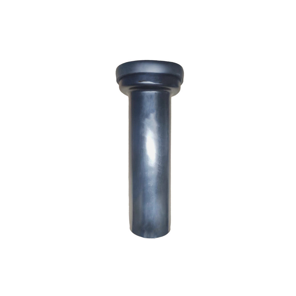 Calice toilet outlet pipe in black plastic with flanged connection and smooth surface finish.