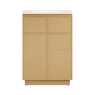 St. Tropez 24" Freestanding Bathroom Vanity in Natural Oak with 3-Hole Centerset Sink Top