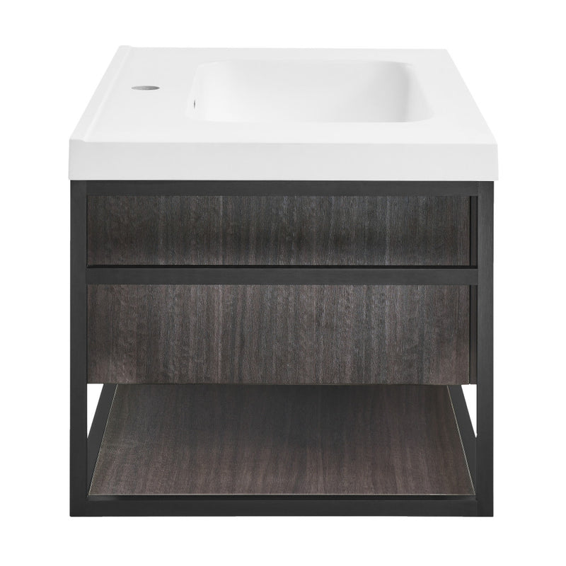 Claire 30" Wall-Mounted Bathroom Vanity in Black Oak with Sink Top