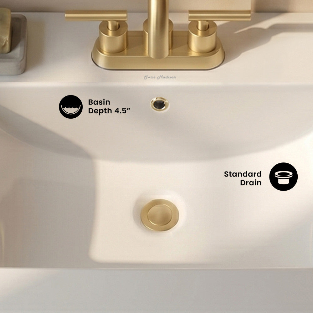 24" 3-Hole Centerset Vanity Sink Top in Glossy White