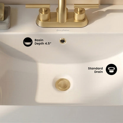 24" 3-Hole Centerset Vanity Sink Top in Glossy White