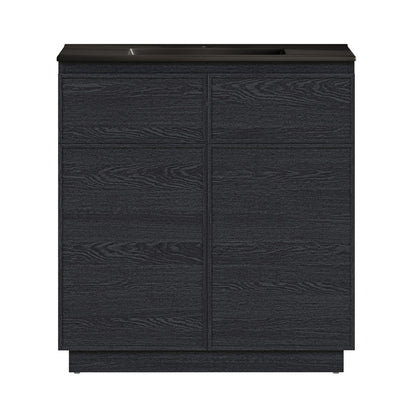 St. Tropez 36" Freestanding Bathroom Vanity in Black Oak with Black Sink Top