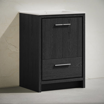 Virage 24" Freestanding Bathroom Vanity in Black Oak with Sink Top
