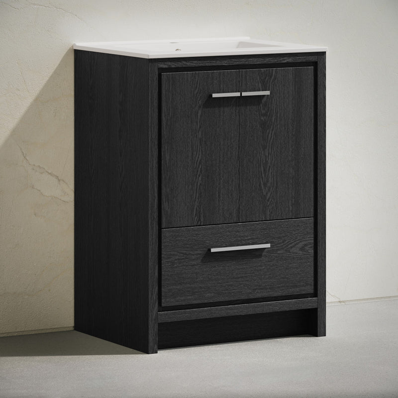 Virage 24" Freestanding Bathroom Vanity in Black Oak with Sink Top