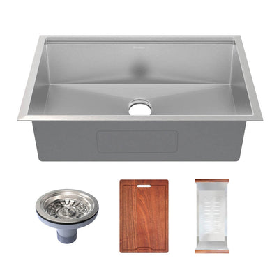 Rivage 33 x 19 Single Basin Undermount Kitchen Workstation Sink