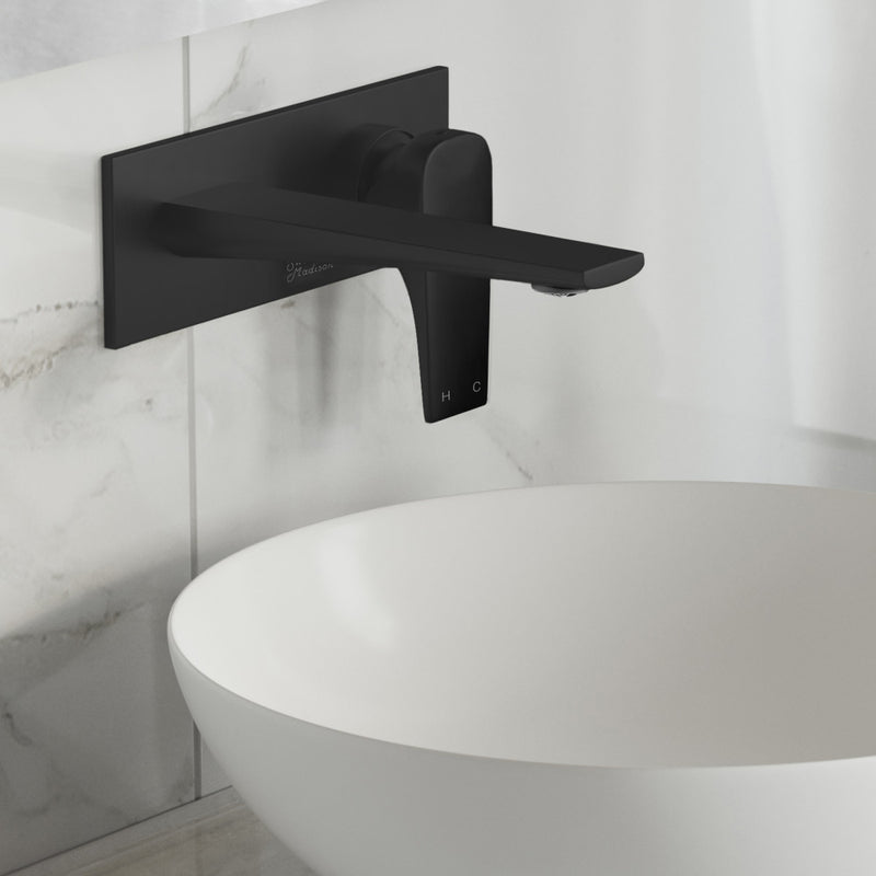 Monaco Single-Handle, Wall-Mount, Bathroom Faucet in Matte Black