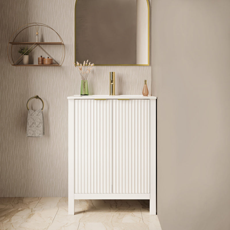 Bastille 24" Freestanding Bathroom Vanity in White with Sink Top