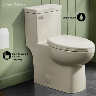 Classe One Piece Toilet with Front Flush Handle 1.28 gpf in Bisque