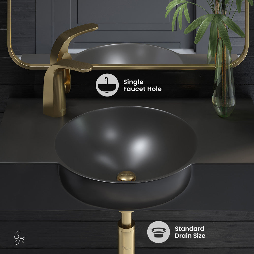 Chateau 30" Wall-Mounted Sink Center Basin with Left Side Faucet Mount in Matte Black