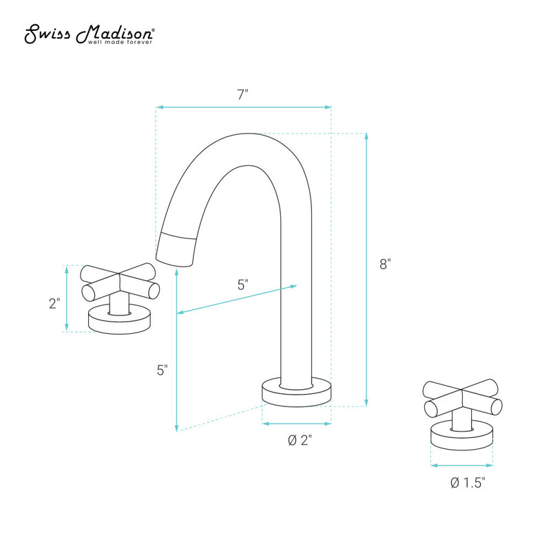 Ivy Courte 8 in. Widespread, Cross Handle, Bathroom Faucet in Matte Black