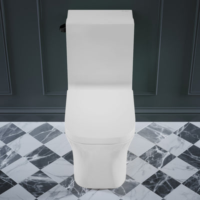 Concorde One-Piece 12" Rough-in 1.28 GPF Left-Hand Flush Square Toilet in Glossy White with Black Hardware