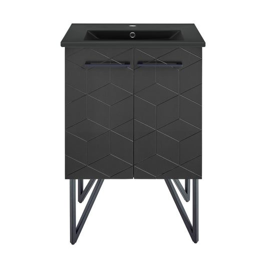 Annecy 24 in. Phantom Black Bathroom Vanity With Black Ceramic Sink Top