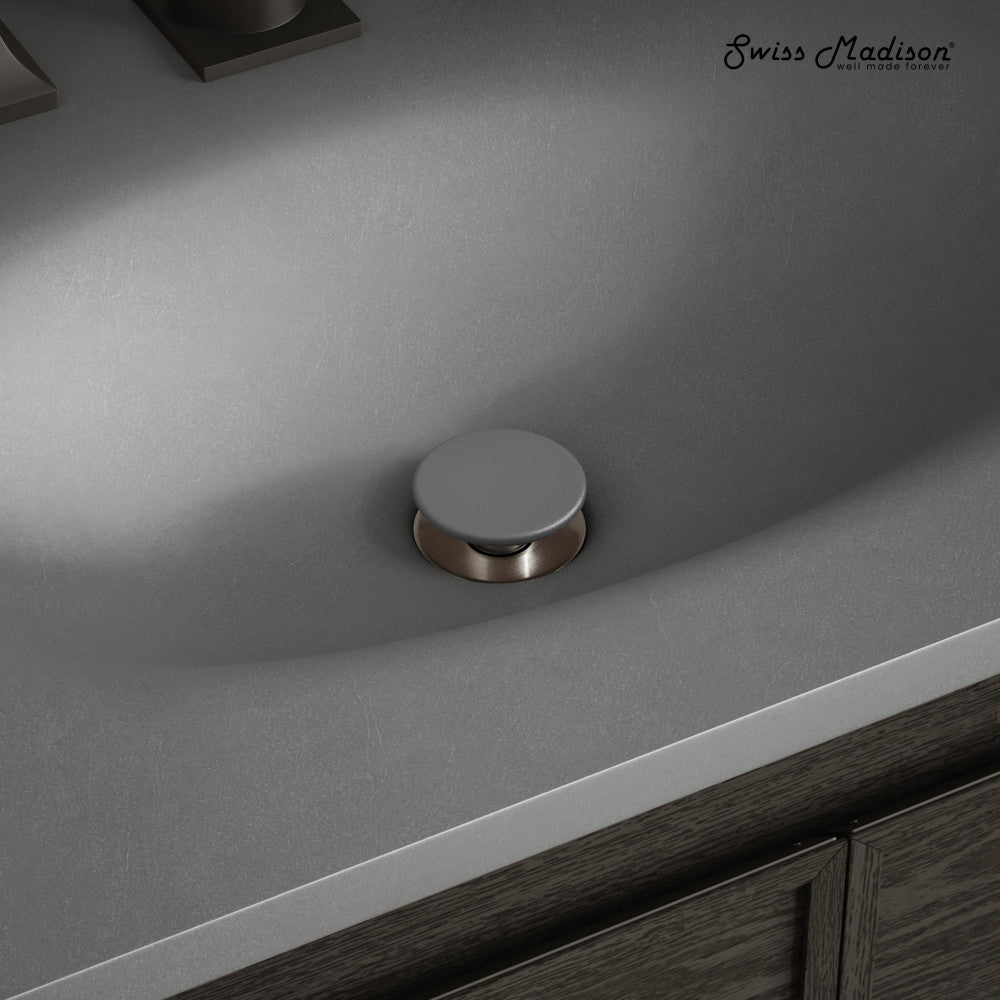 Lisse Concrete Bathroom Sink Non-Overflow Pop Up Drain in Matte Dark Gray