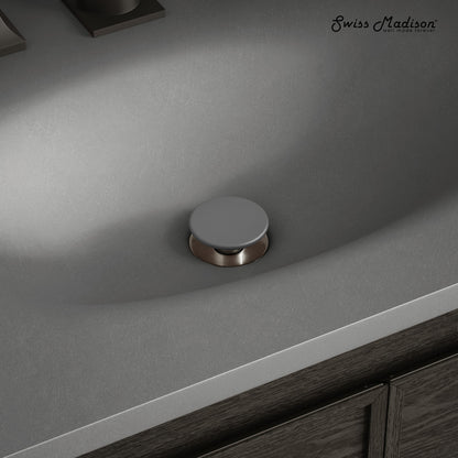Lisse Concrete Bathroom Sink Non-Overflow Pop Up Drain in Matte Dark Gray