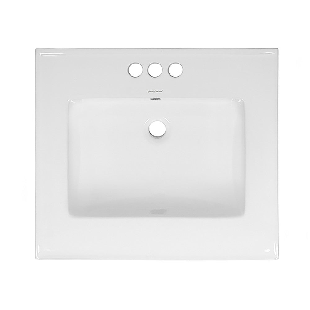 24" 3-Hole Centerset Vanity Sink Top in Glossy White
