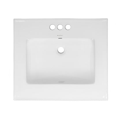 24" 3-Hole Centerset Vanity Sink Top in Glossy White